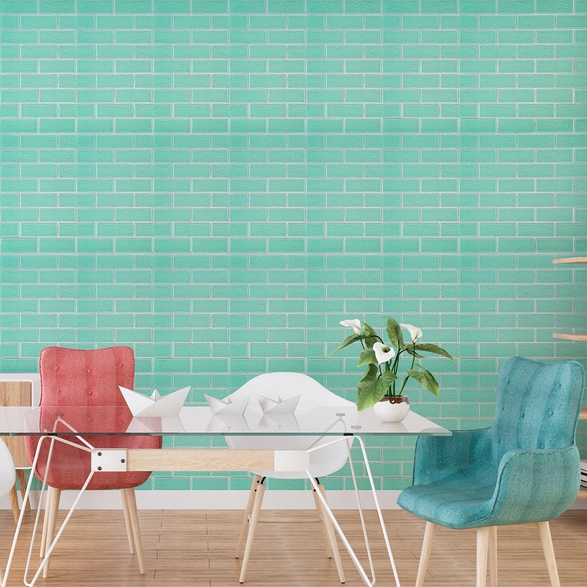 Панель самоклеящаяся стеновая Sticker Wall 3D D SW-00001803 Cultural Wall 70х70 см 5 мм Green/Silver - фото 3