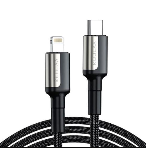 Кабель KUULAA Type-C to Lightning 30 Вт PD в обплетенні 1 м Black (677009)