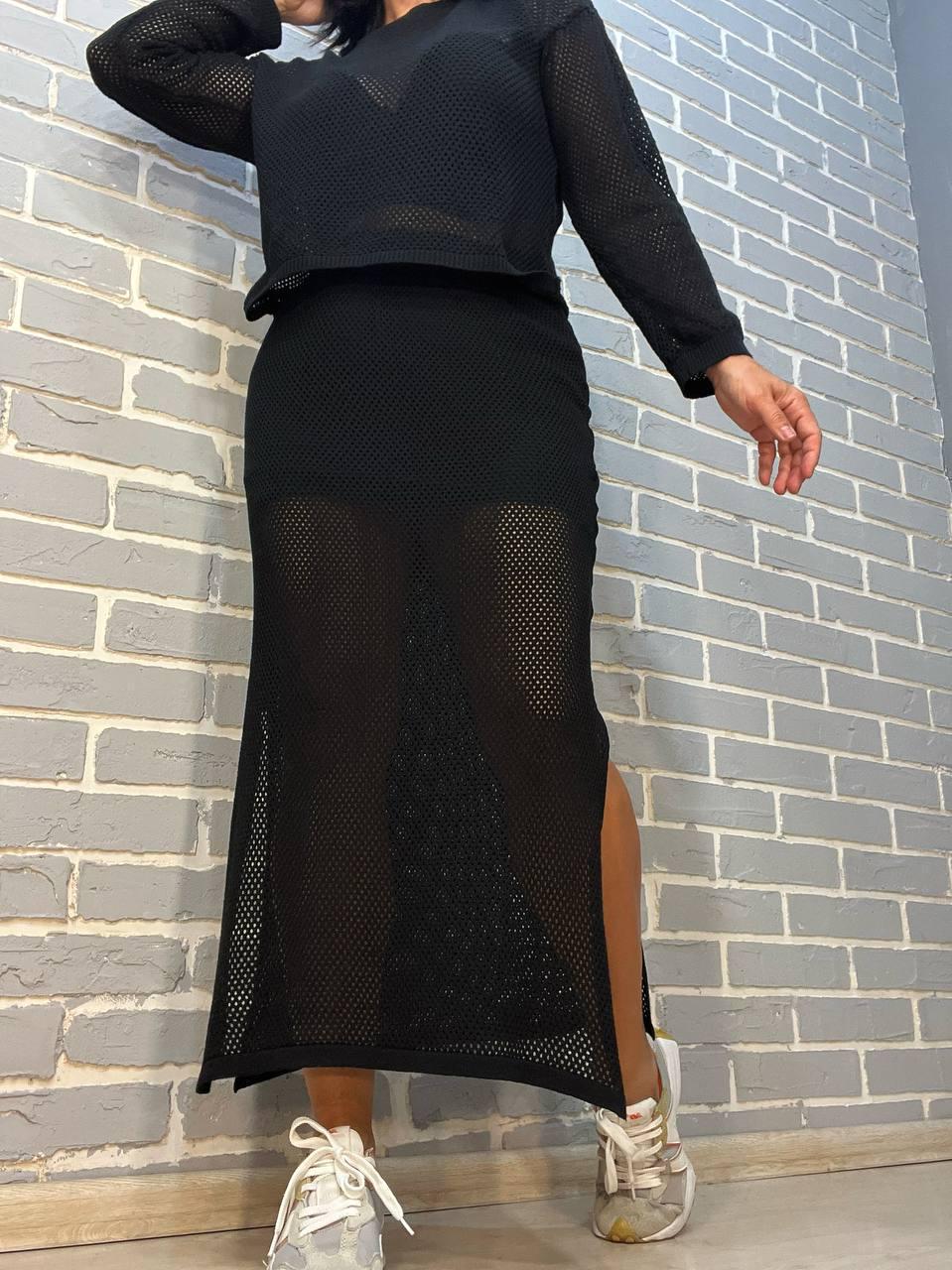 Костюм женский Mintas 2418-4208 длинная юбка с регланом OS Черный (2544) - фото 5