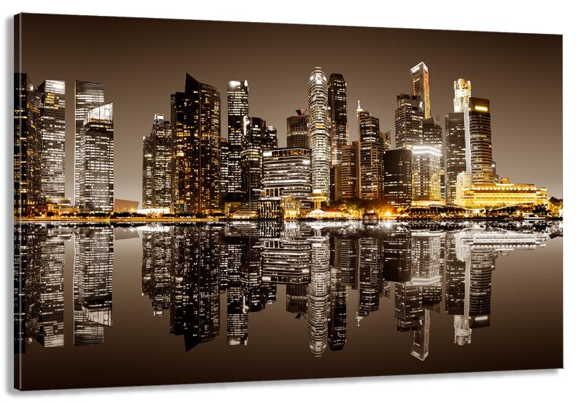 Картина на полотні у вітальню/спальню Місто в ночі 80х160 см (MLP_225)