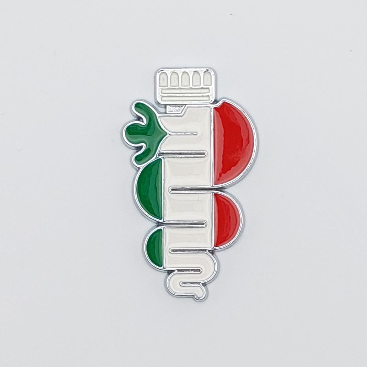 Эмблема лазурный змей Alfa Romeo 4,5х2,5 см Хром (1783544857)