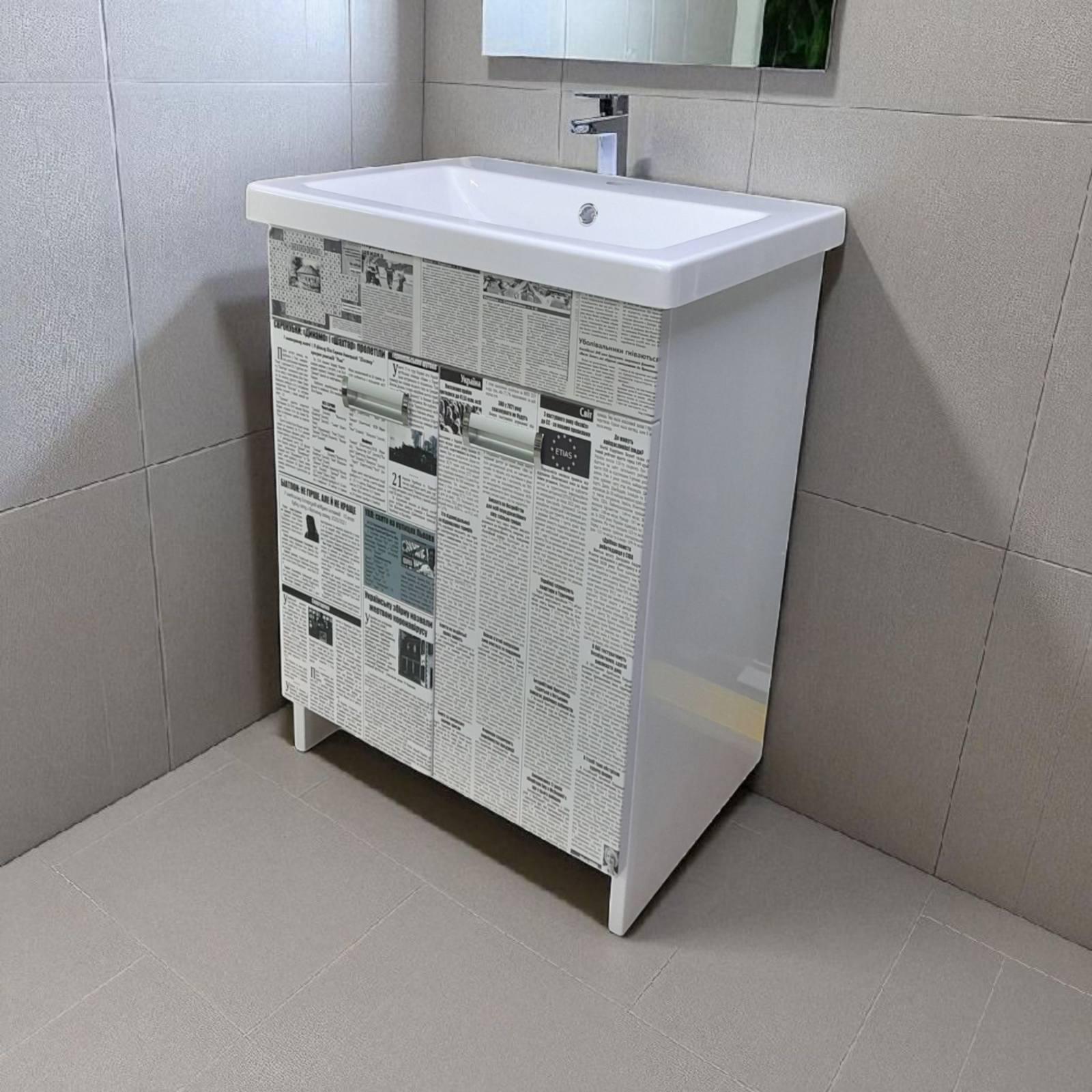 Тумба для ванной комнаты пластиковая The MIX Газетный Шик с умывальником 80 см (2419) - фото 10 Тумба для ванной комнаты пластиковая The MIX Газетный Шик с умывальником 80 см (2419) - фото 10