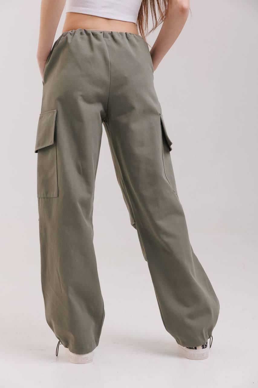 Штаны карго для девочки р. 164 Хаки (126928) - фото 4 Штаны карго для девочки р. 164 Хаки (126928) - фото 4