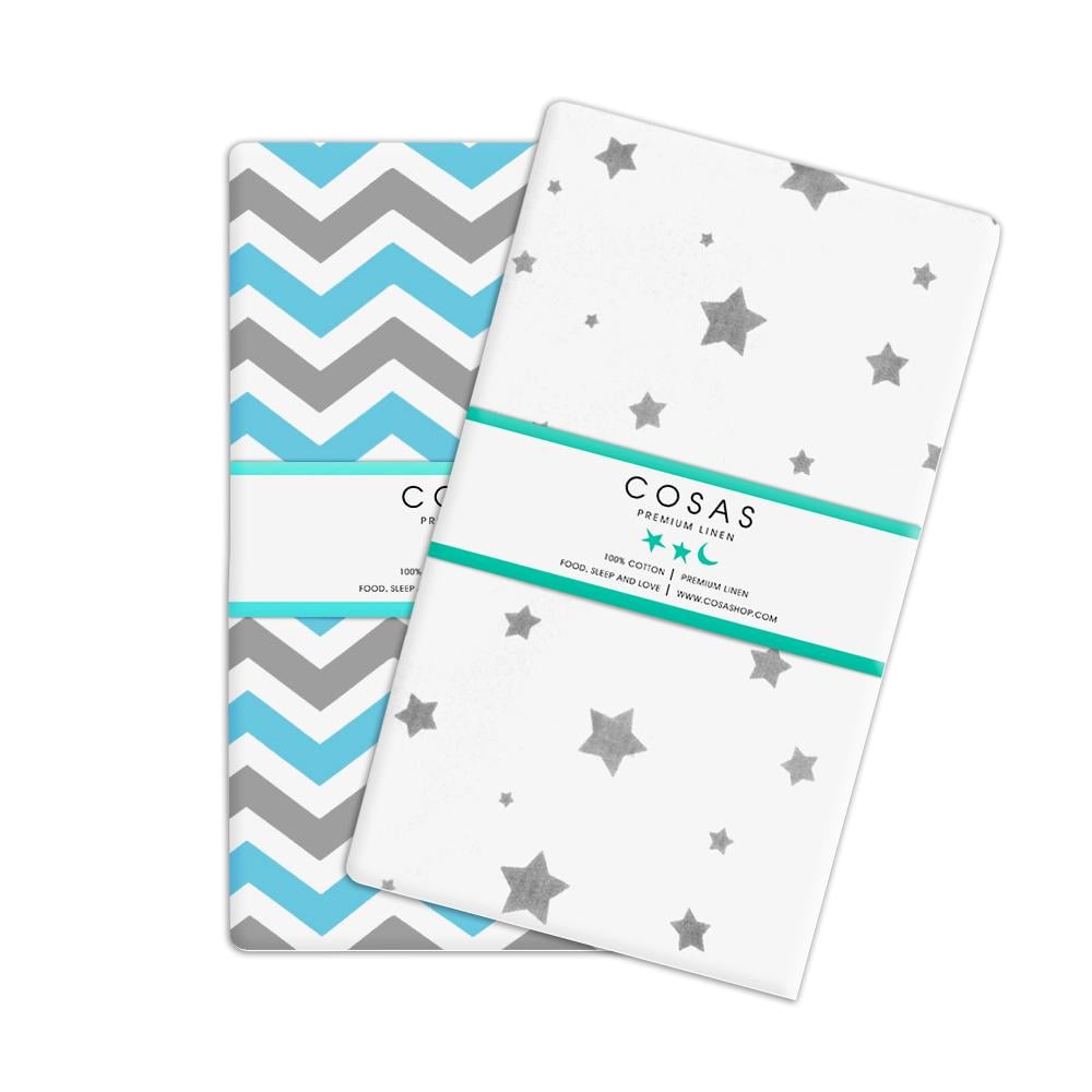 Набір простирадл Cosas Zigzag Blue Grey Star Grey 155х240 см 2 шт. (4822052024058)