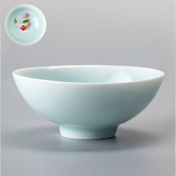 Пиала керамическая с рыбкой 75 мл Голубой - фото 3