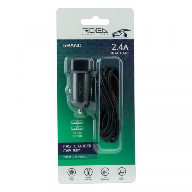 Зарядное устройство автомобильное Ridea RCC-21212 2USB/2,4A Type-C Black