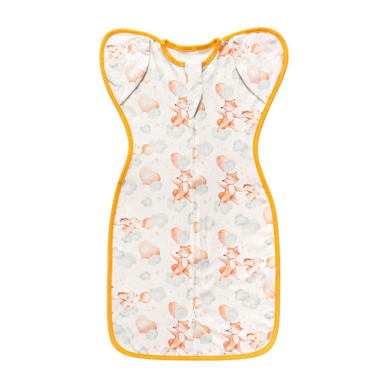Пеленка-кокон для младенцев Лисенки и зайчики с шариками на молнии интерлок 68x35 см (2871529383)