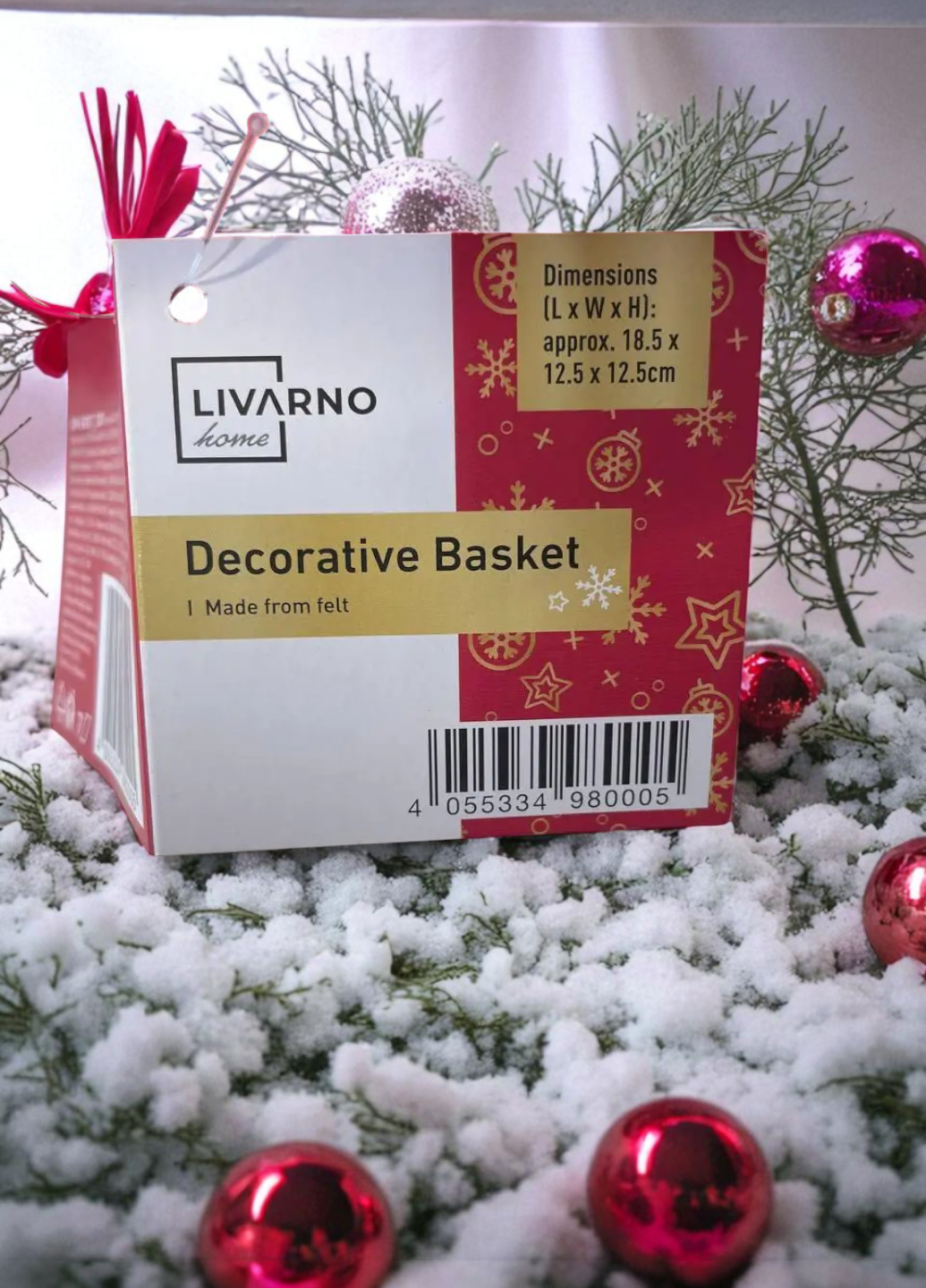 Новогодняя декоративная корзина Linarno Home из фетра 18,5x12,5 см Красная (7903) - фото 4 Новогодняя декоративная корзина Linarno Home из фетра 18,5x12,5 см Красная (7903) - фото 4
