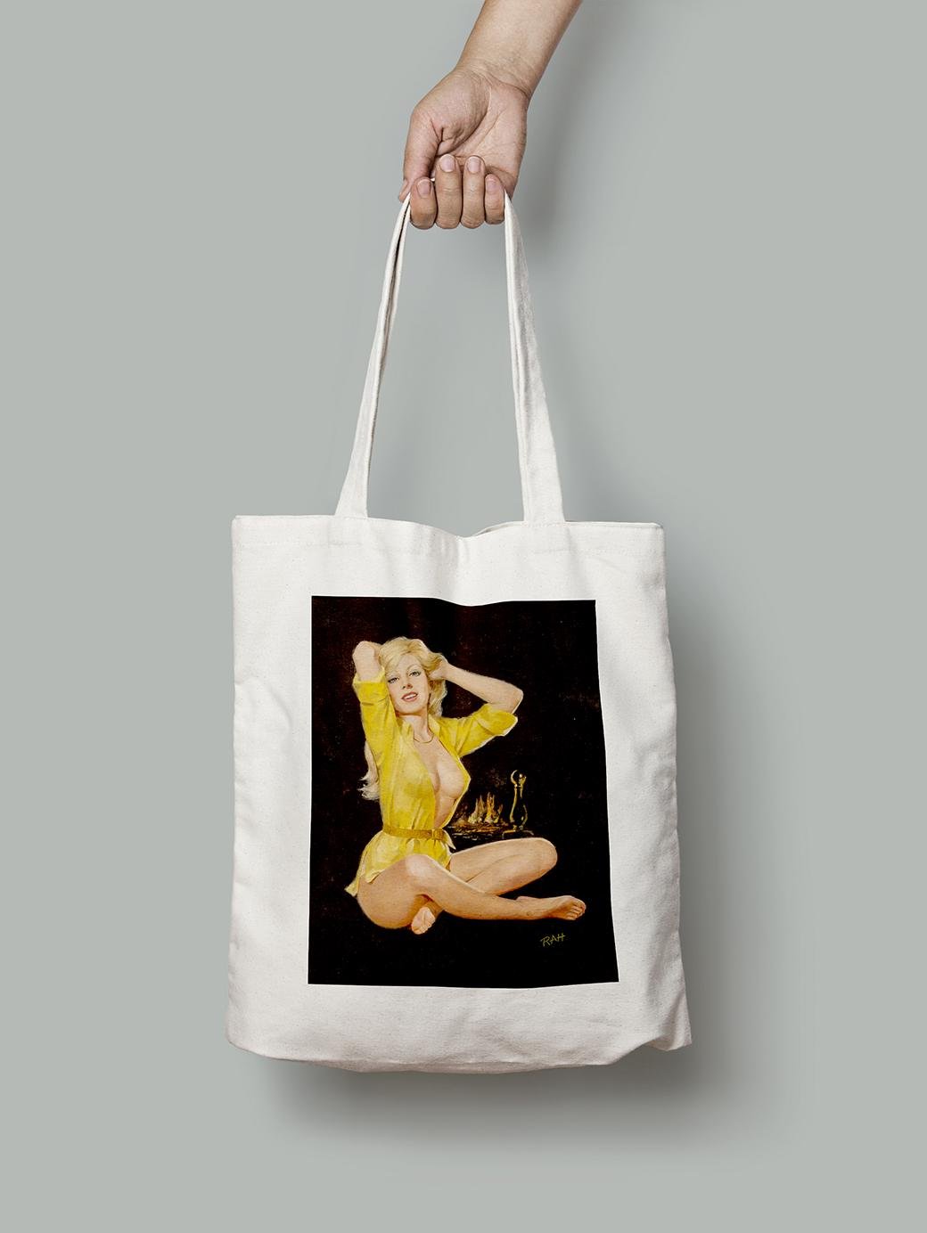 Эко-сумка Девушка в желтой прозрачной рубашке шопер (pin_up010037_Bag)