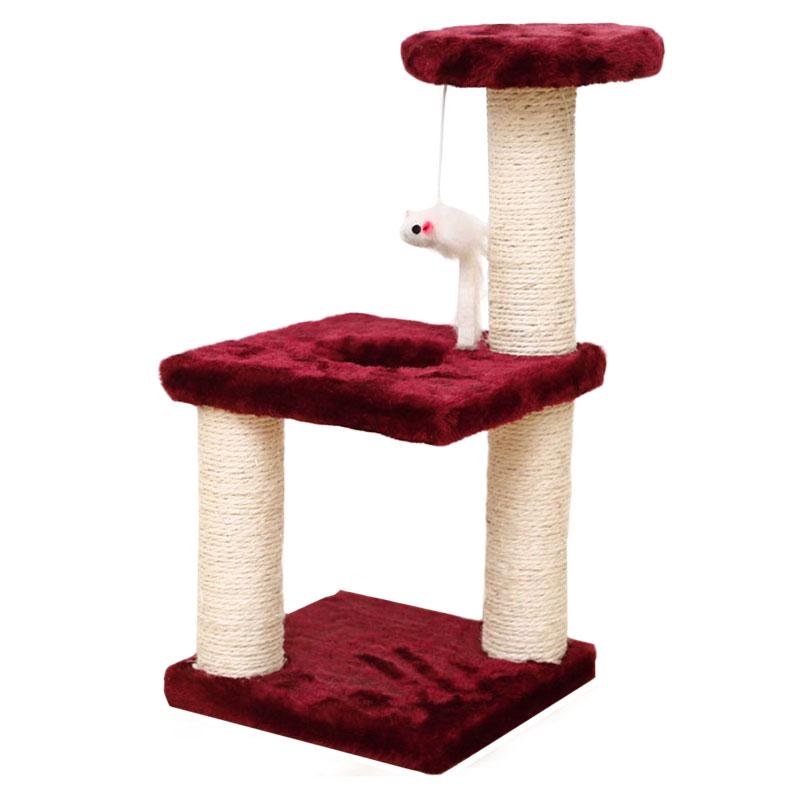 Когтеточка для кота с полками и игрушкой Taotaopets 20х20х40 см Burgundy