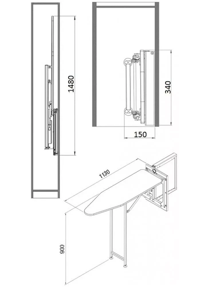 Прасувальна дошка для гардеробу Starax розкладна 160 мм Антрацит (S-6611-A) - фото 3 Прасувальна дошка для гардеробу Starax розкладна 160 мм Антрацит (S-6611-A) - фото 3