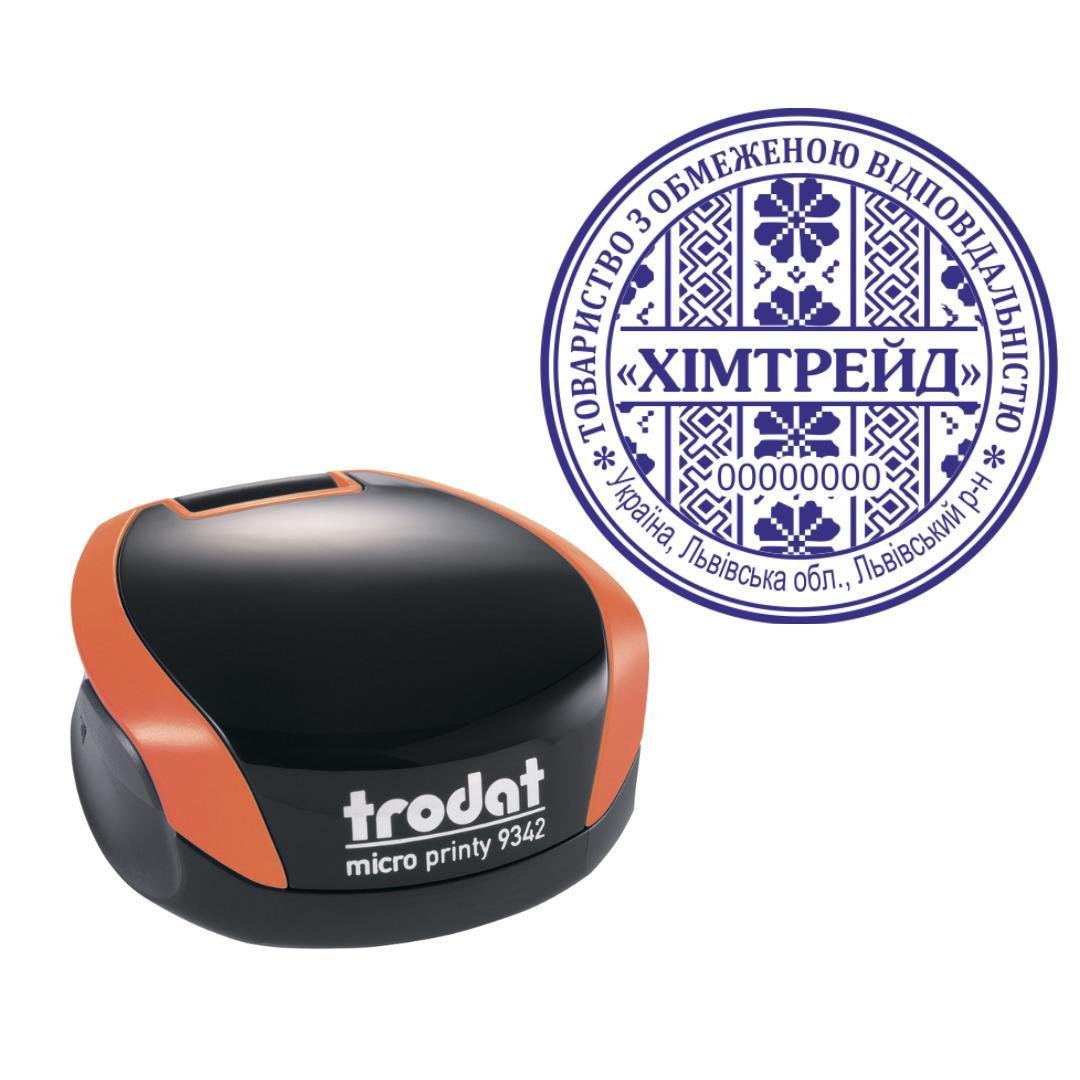 Печать ТОВ на карманном оснащении Trodat Micro Printy 9342 d 42 мм Оранжевый (ООО13/9342/O)