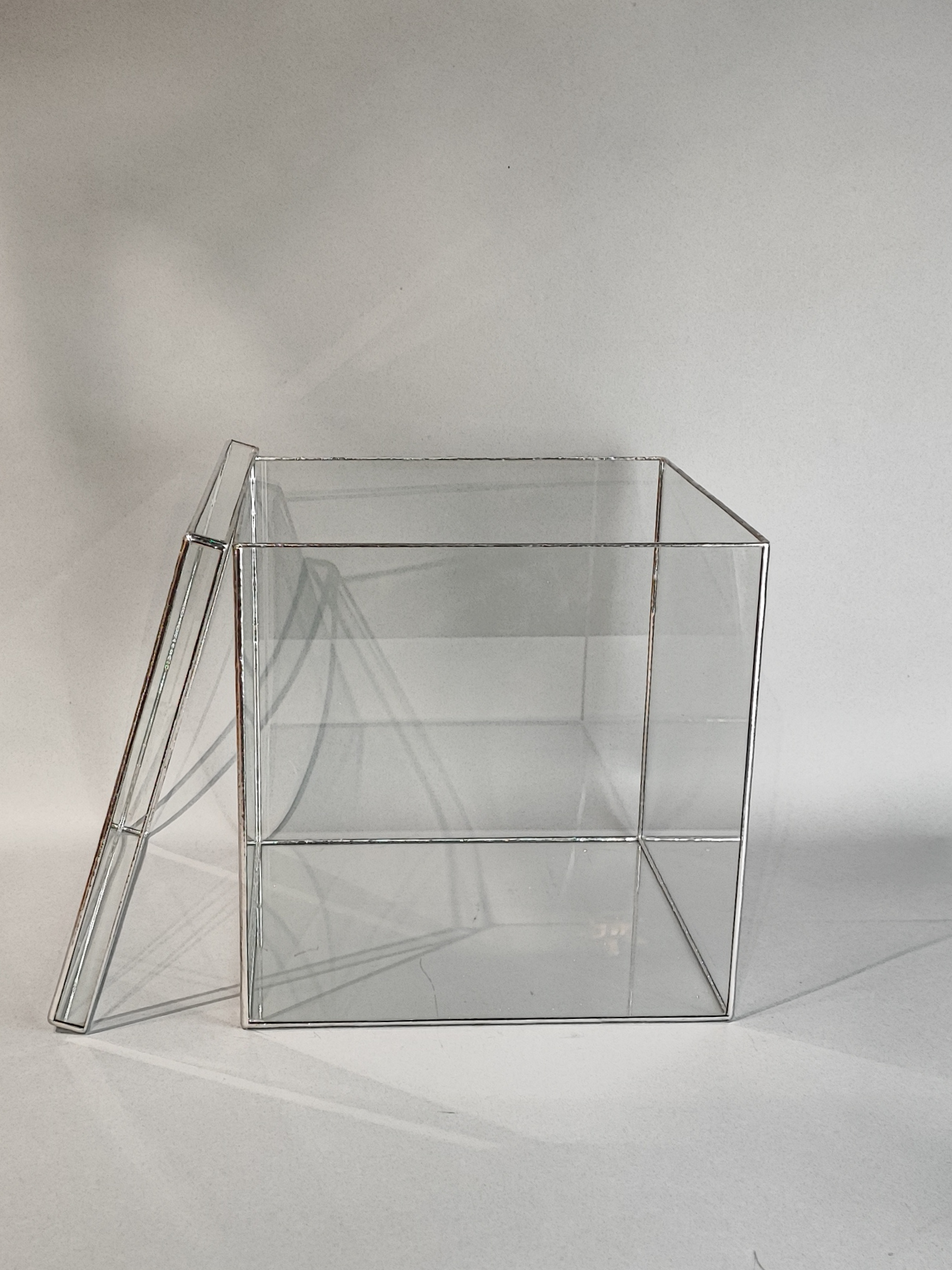 Куб скляний порожній із кришкою без наповнення флораріум ХХL 35х35х35 см