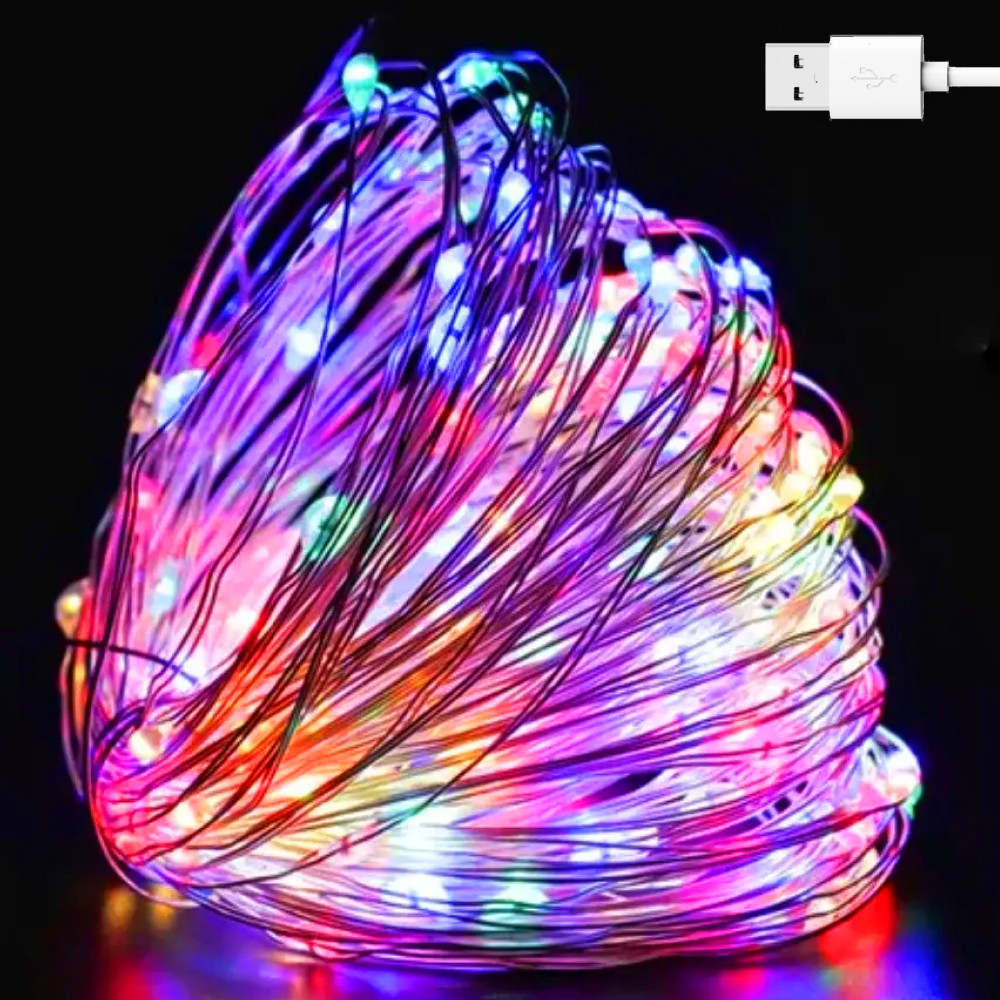 Гірлянда нитка Роса від USB 8 режимів 500 LED IP44 50 м Мультиколор