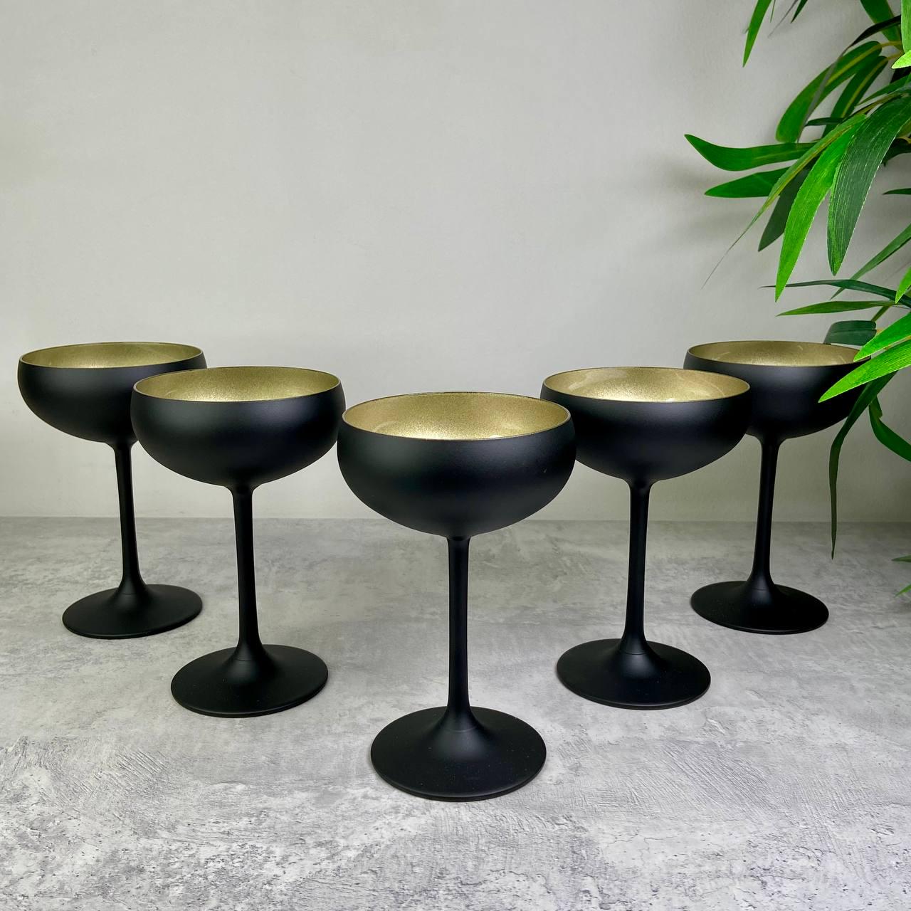 Набор бокалов для шампанского Stölzle Lausitz Elements Gold 230 мл 6 шт. Черный (2739208-1) - фото 1