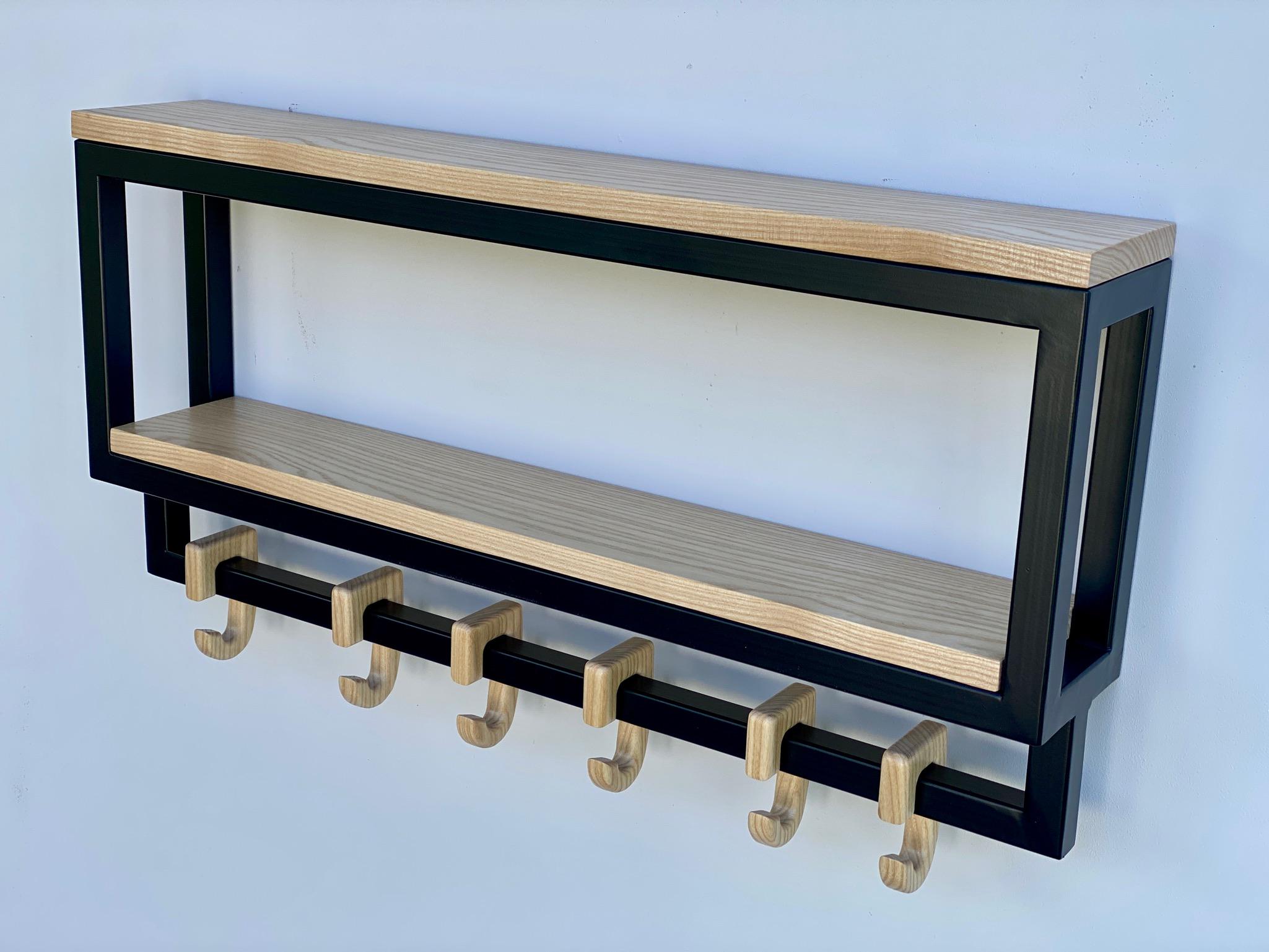 Полка-вешалка из дерева и металла в прихожую с 6 деревянными крючками 60х28,5х10 см (ML-15.3) - фото 9 Полка-вешалка из дерева и металла в прихожую с 6 деревянными крючками 60х28,5х10 см (ML-15.3) - фото 9