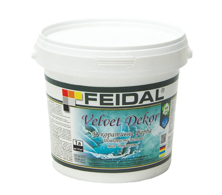 Краска декоративная акриловая Feidal Velvet Dekor матовая эффект бархата 1 л (1816033560)