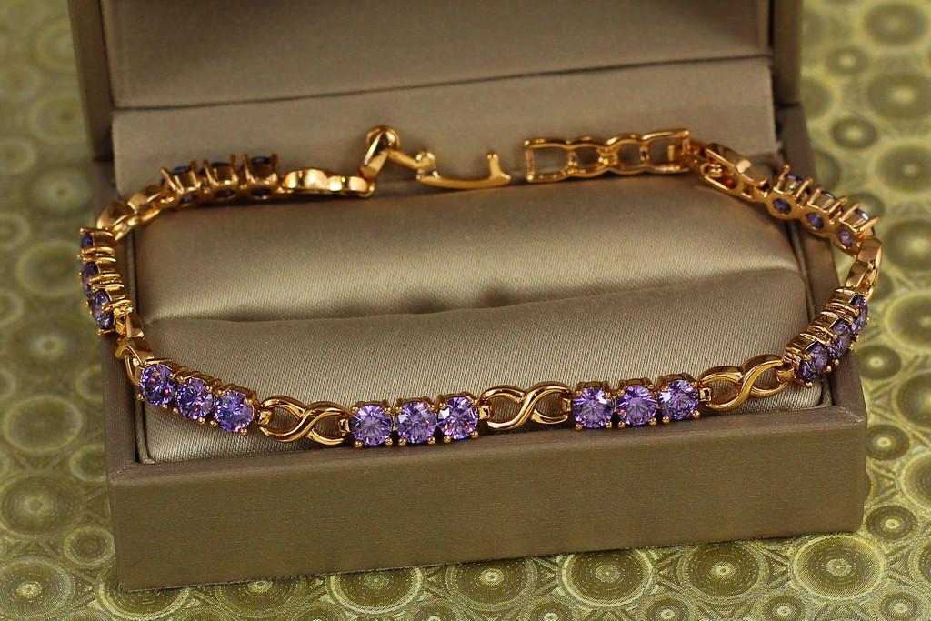 Браслет Xuping Jewelry Сон с фиолетовыми камнями 17 см х 4 мм Золотистый (2327298529)