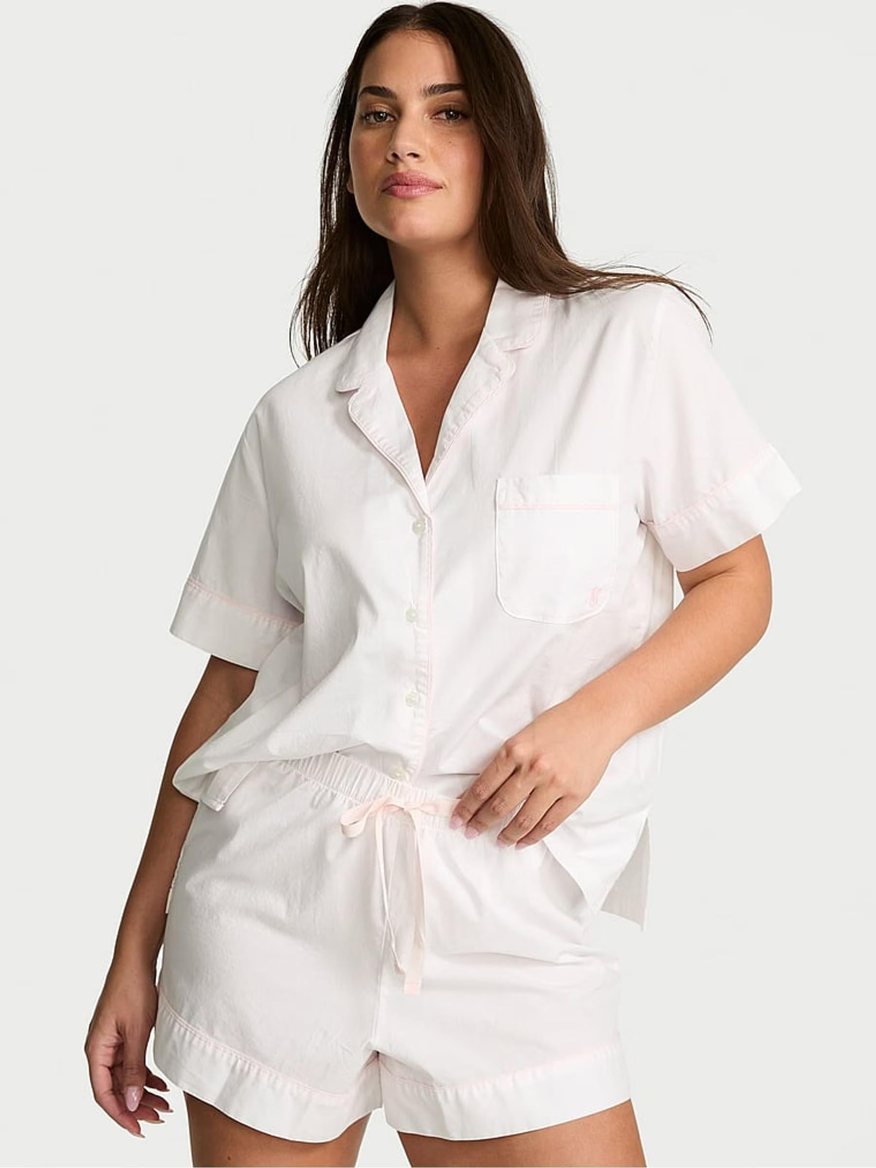 Пижама котоновая Victoria's Secret 100% Cotton Heritage Short Pyjama Set S Белый (27178689)