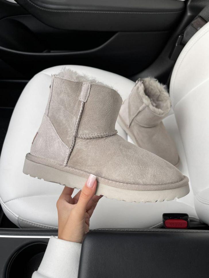 Уггі жіночі UGG Mini Light Grey Suide Zipper р. 36 Бежевый (7980)