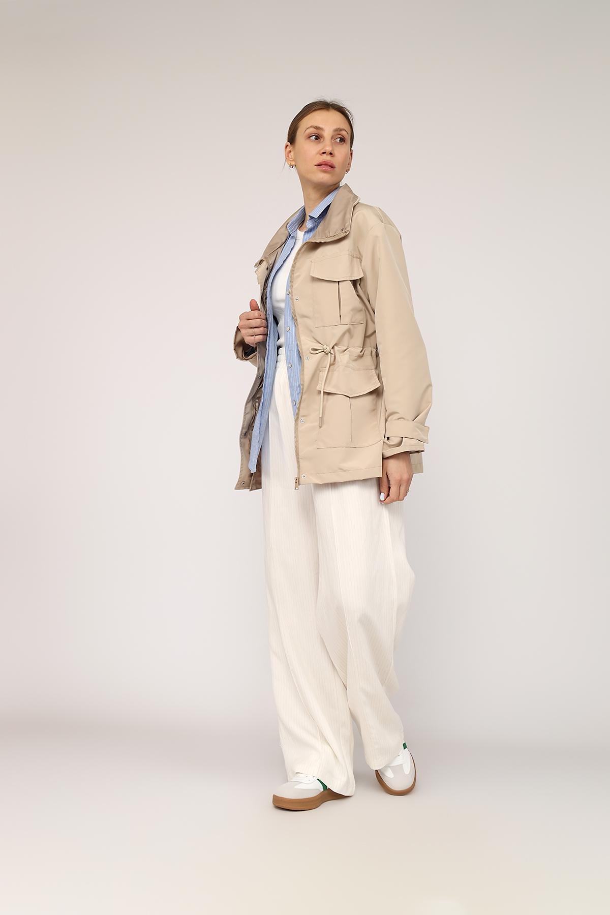 Ветровка женская ЦБ-00267858 р. 44 Бежевый (28422047)