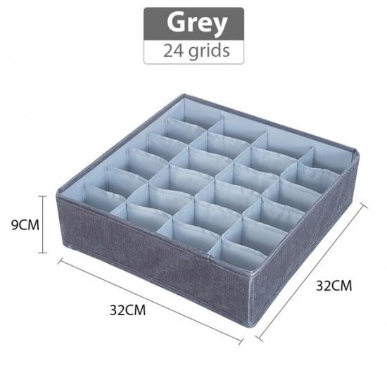 Органайзер для белья в тумбочку на 24 ячейки хлопок 32x32x9 Grey (127721) - фото 5 Органайзер для белья в тумбочку на 24 ячейки хлопок 32x32x9 Grey (127721) - фото 5