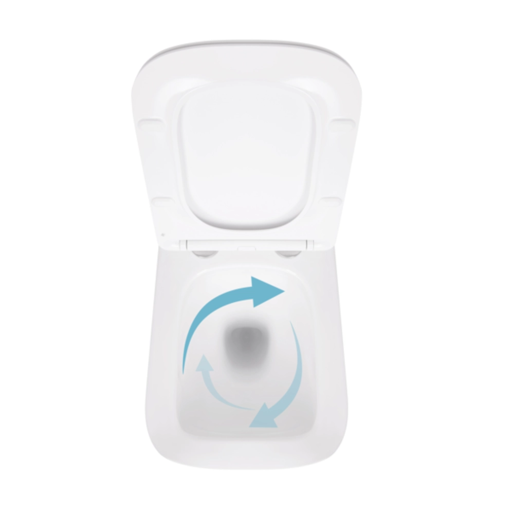 Унітаз підвісний Too Long 52 см безободковий прямокутний із сидінням Soft-close та системою змиву Tornado Qtap Crow Ultra Quite Білий (QT05335172W) - фото 3