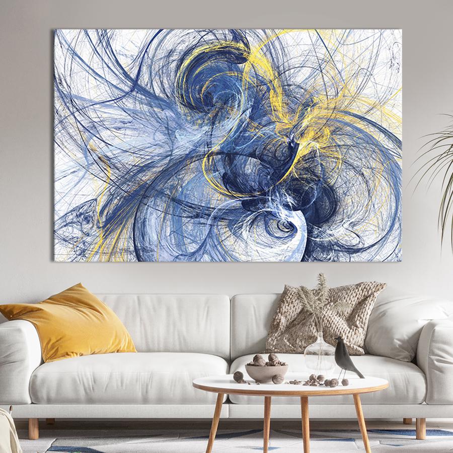 Настінний декор картина на холсті для інтер’єру Анотація синій вихор 80x54 см (18-1)