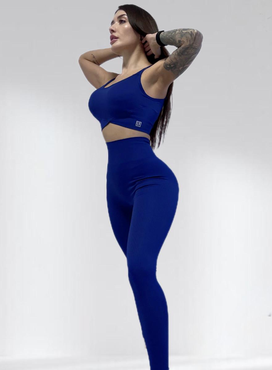 Костюм для фітнесу жіночий LILAFIT лосини пуш ап і топ M Синій (LFS000029)