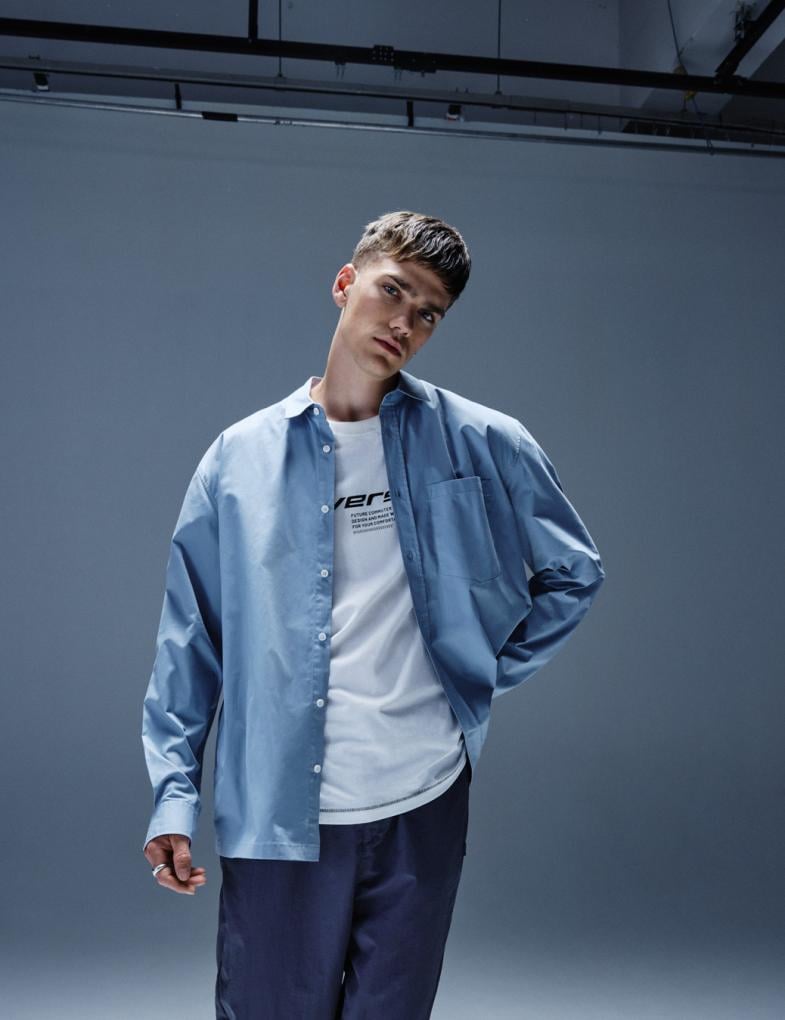 Сорочка бавовняна чоловіча Diverse METEO XL Блакитний (5905384025906)