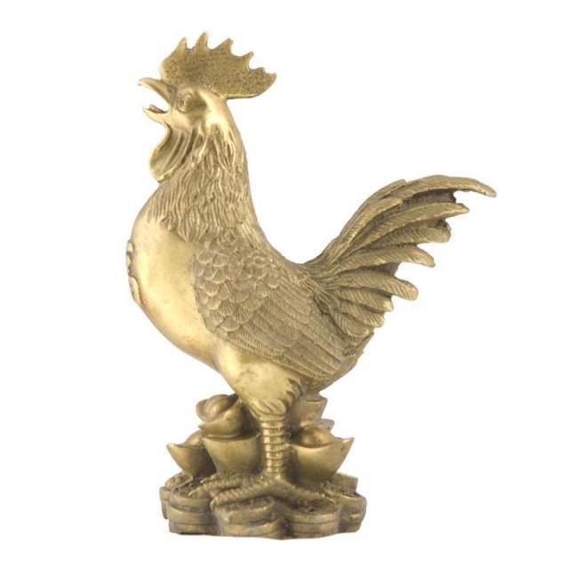 Статуетка Півень на монетах та чашах 14х10 см Бронзовий (1730)