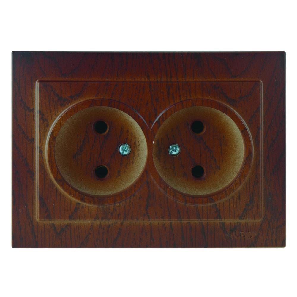 Розетка двойная без заземления Nilson Touran Орех (00000006999)