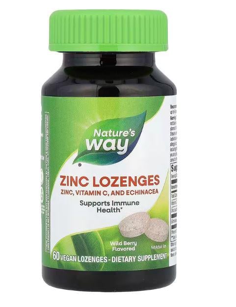 Леденцы от кашля Nature's Way Zinc Lozenges с цинком Лесные ягоды 60 пастилок (NWY-41092) Леденцы от кашля Nature's Way Zinc Lozenges с цинком Лесные ягоды 60 пастилок (NWY-41092)