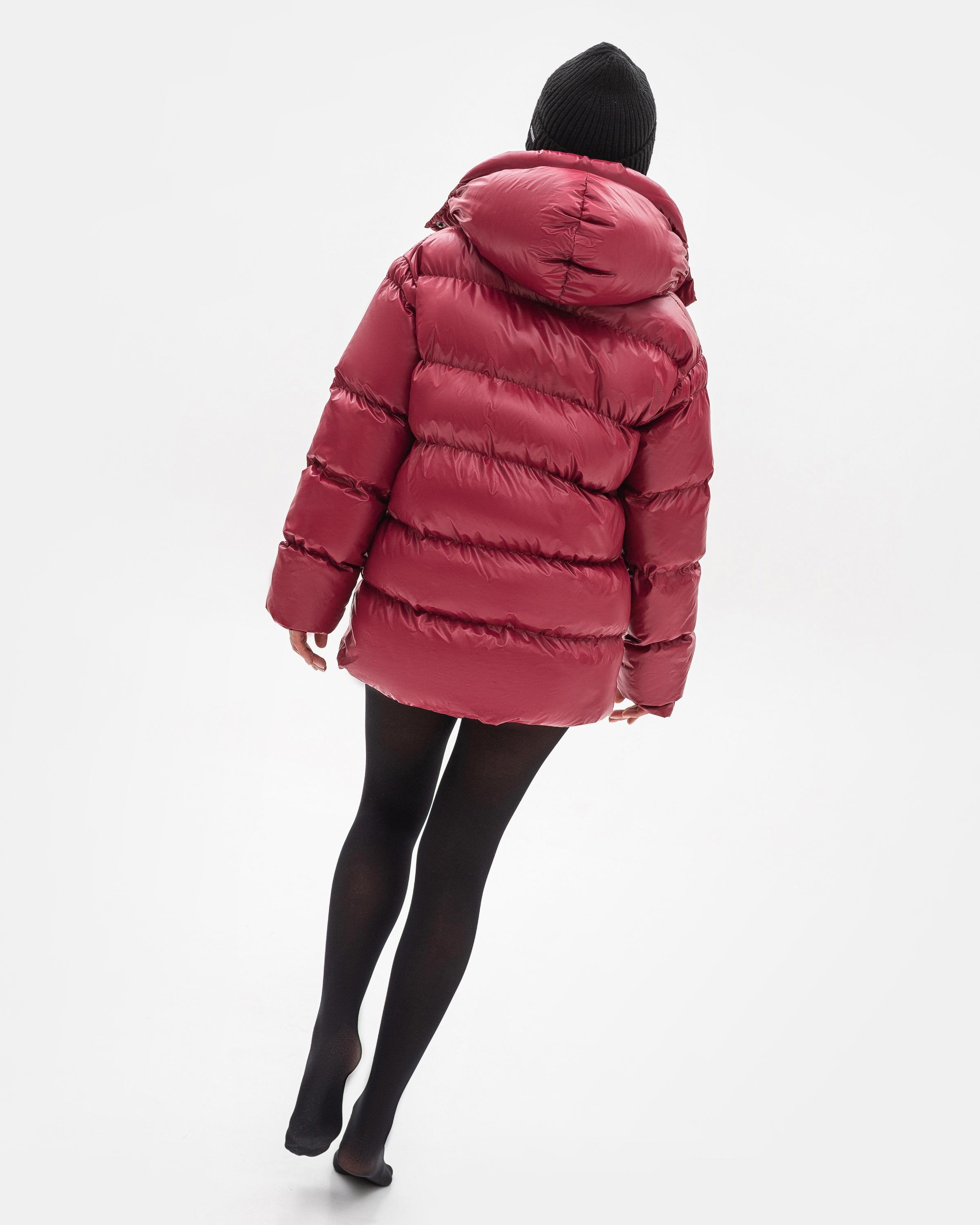 Куртка зимова жіноча ZF Inspire 2023 коротка з капюшоном і поясом L/XL Бордовий (2023-Бр-L-XL) - фото 3