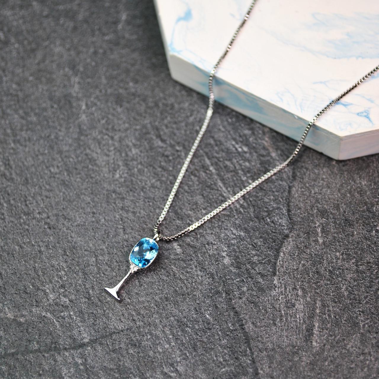 Кулон Swarovski бокал на цепочке медицинская сталь родий (x210-1)