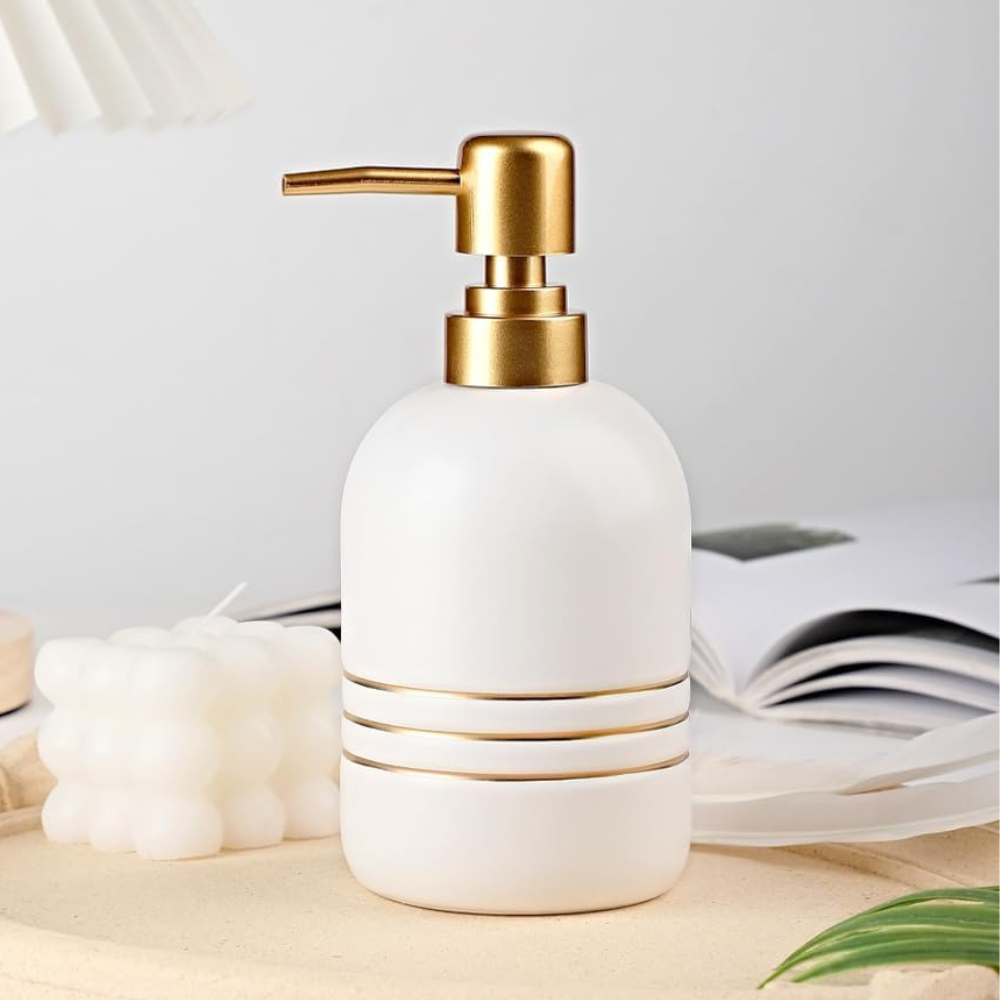 Диспенсер керамический для мыла для ванной и кухни 380 мл Белый