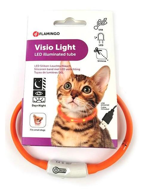 Ошейник для кошек Flamingo Visio Light Led 35 см Оранжевый
