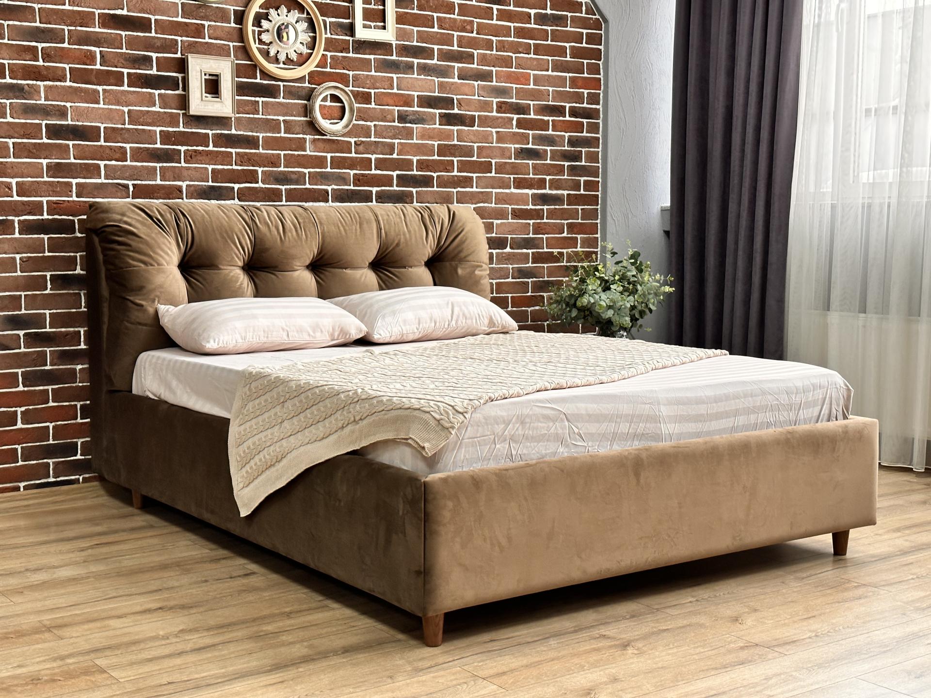 Ліжко Capitone Style Viktoria з нішею для речей 160x200 см Коричневий (26214612)