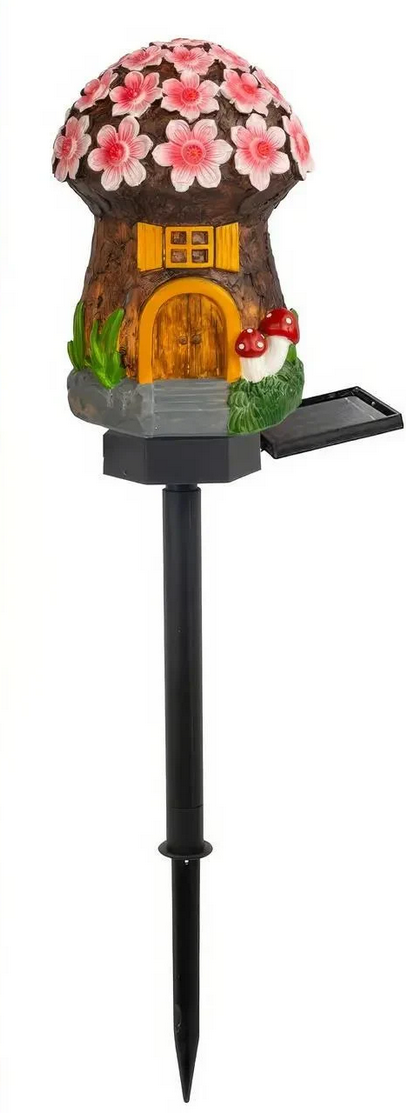 Фонарь садовый GRANT G9760 Сказочный домик гриб 43 см в грунт на солнечной батарее 1 шт. (25072346)