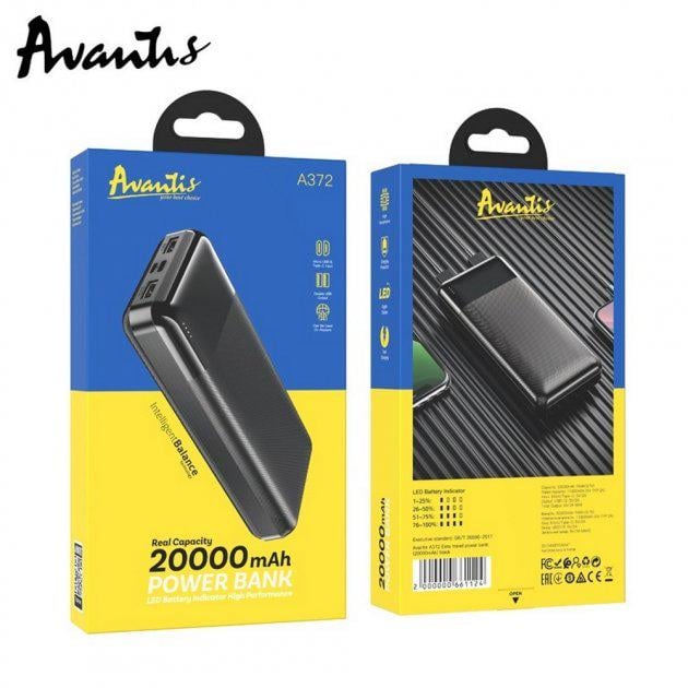 Портативное зарядное устройство Avantis A372 20000 mAh Black (44650) - фото 3