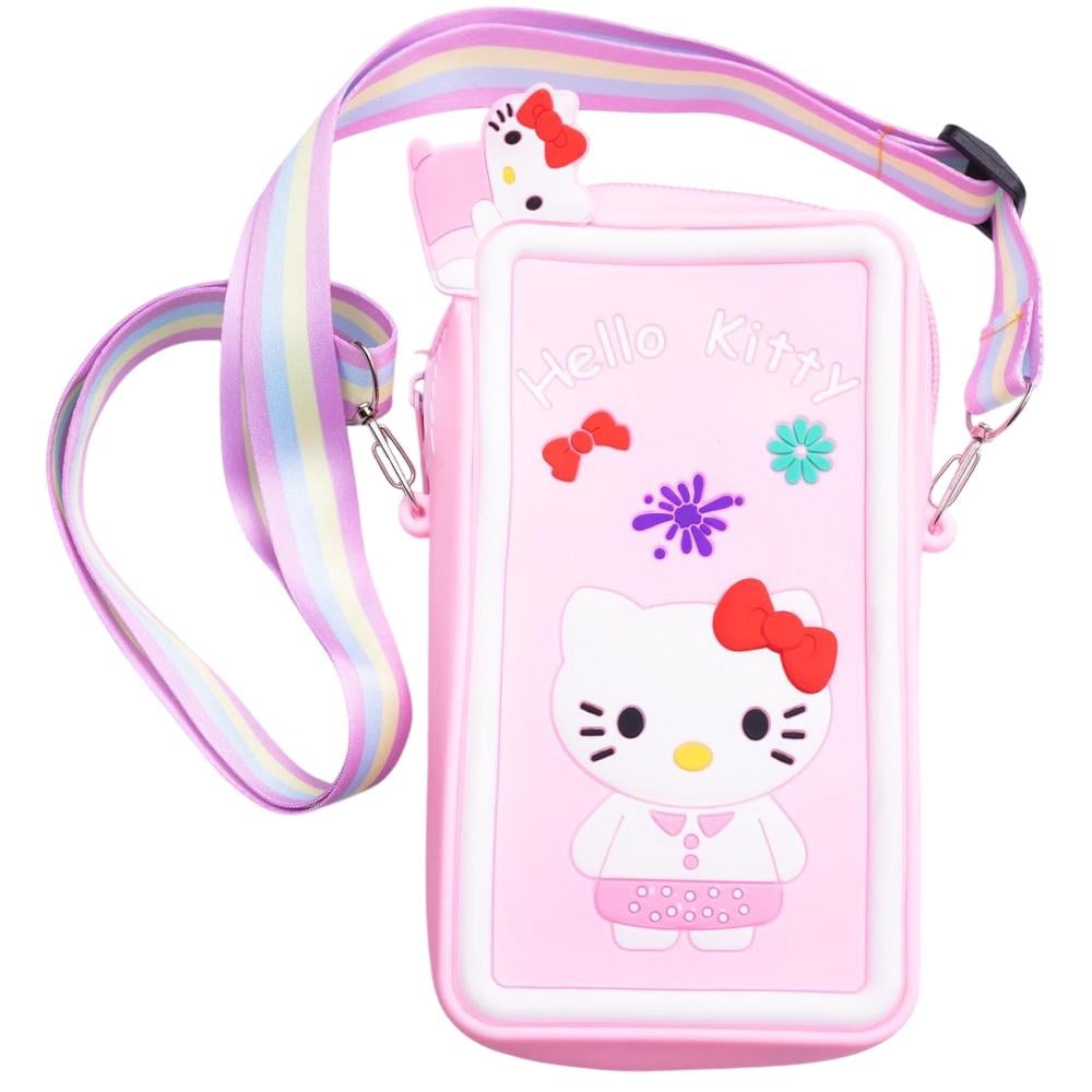 Сумочка-футляр для телефона Hello Kitty силіконова на блискавці 17х9х2 см Рожевий (HP-55-21P)