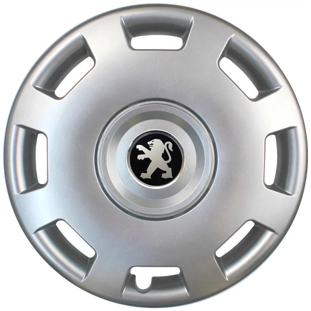 Колпаки автомобильные модельные  SJS 302 с логотипом Peugeot R15 4 шт. Серебрянный