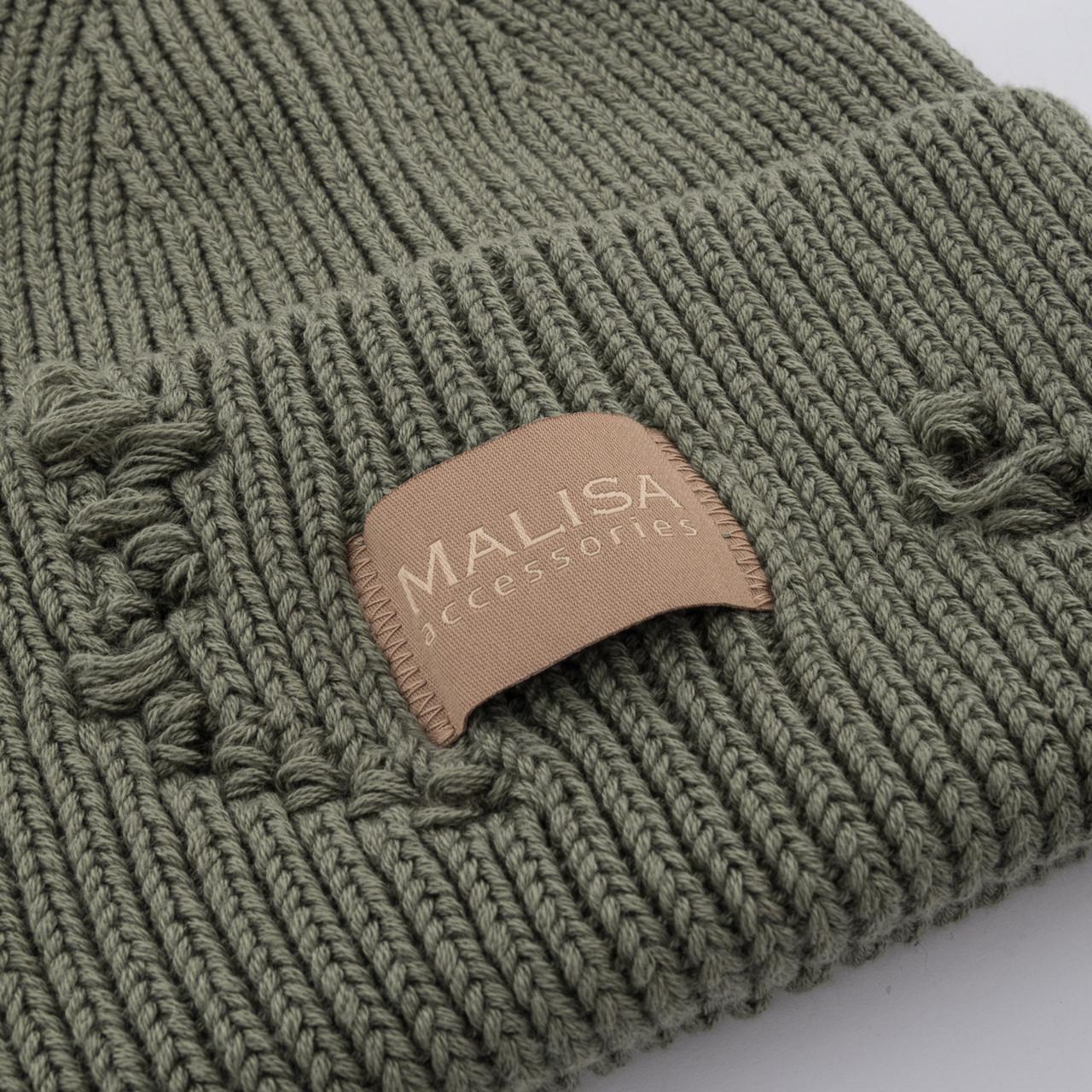 Шапка женская Malisa БРУНО без подкладки рваная с эмблемой на отвороте one size Оливковый (253892) - фото 4 Шапка женская Malisa БРУНО без подкладки рваная с эмблемой на отвороте one size Оливковый (253892) - фото 4