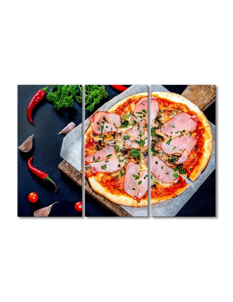 Картина модульная Пицца с балыком 3 модуля 80x120 см