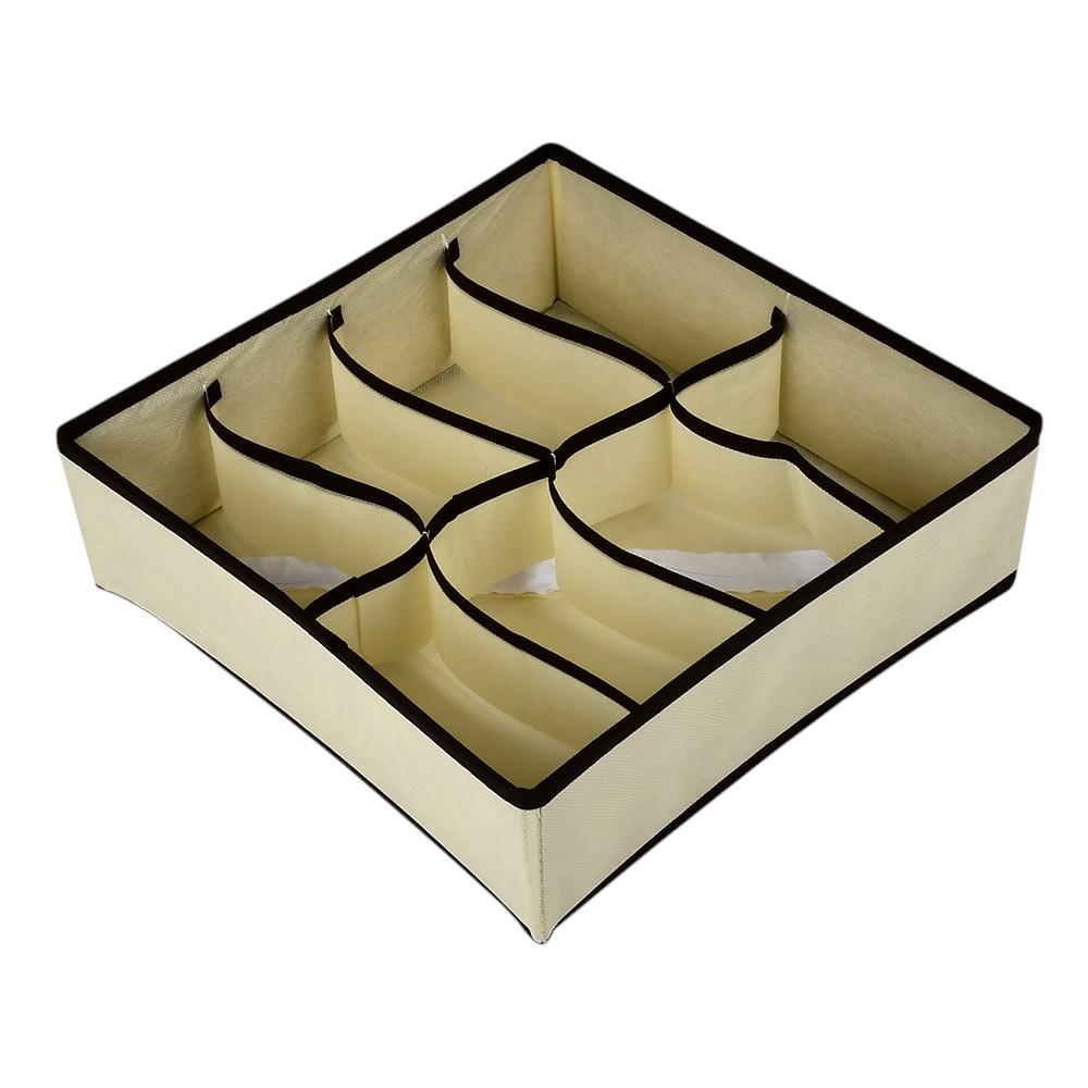 Коробка-органайзер для зберігання білизни Stenson R94628-8 картонна з нетканевим волокном 8 відділень 30х30х10 см Бежево-чорний (26450488)