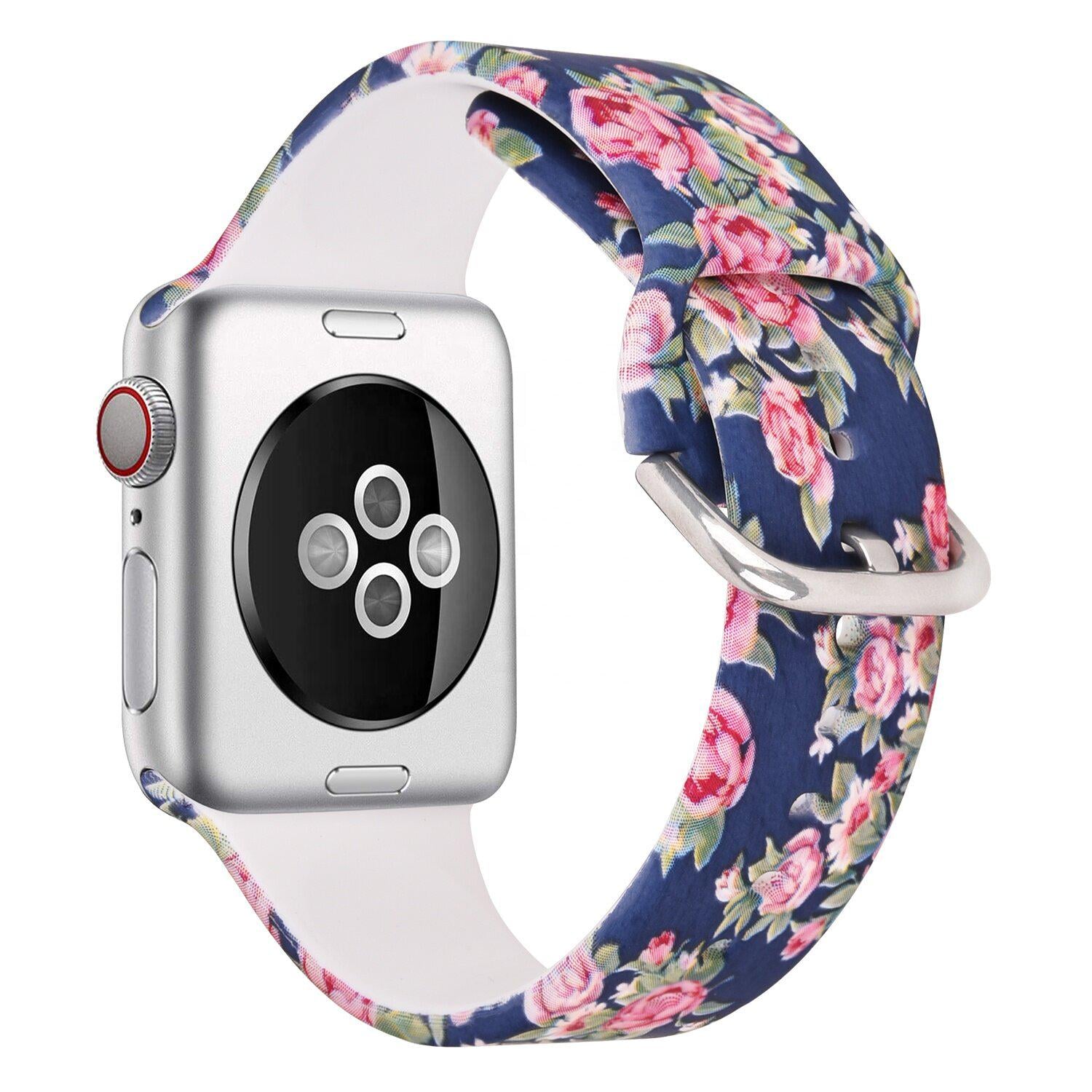 Силиконовый ремешок для Apple Watch 38-40 мм Розы Синий