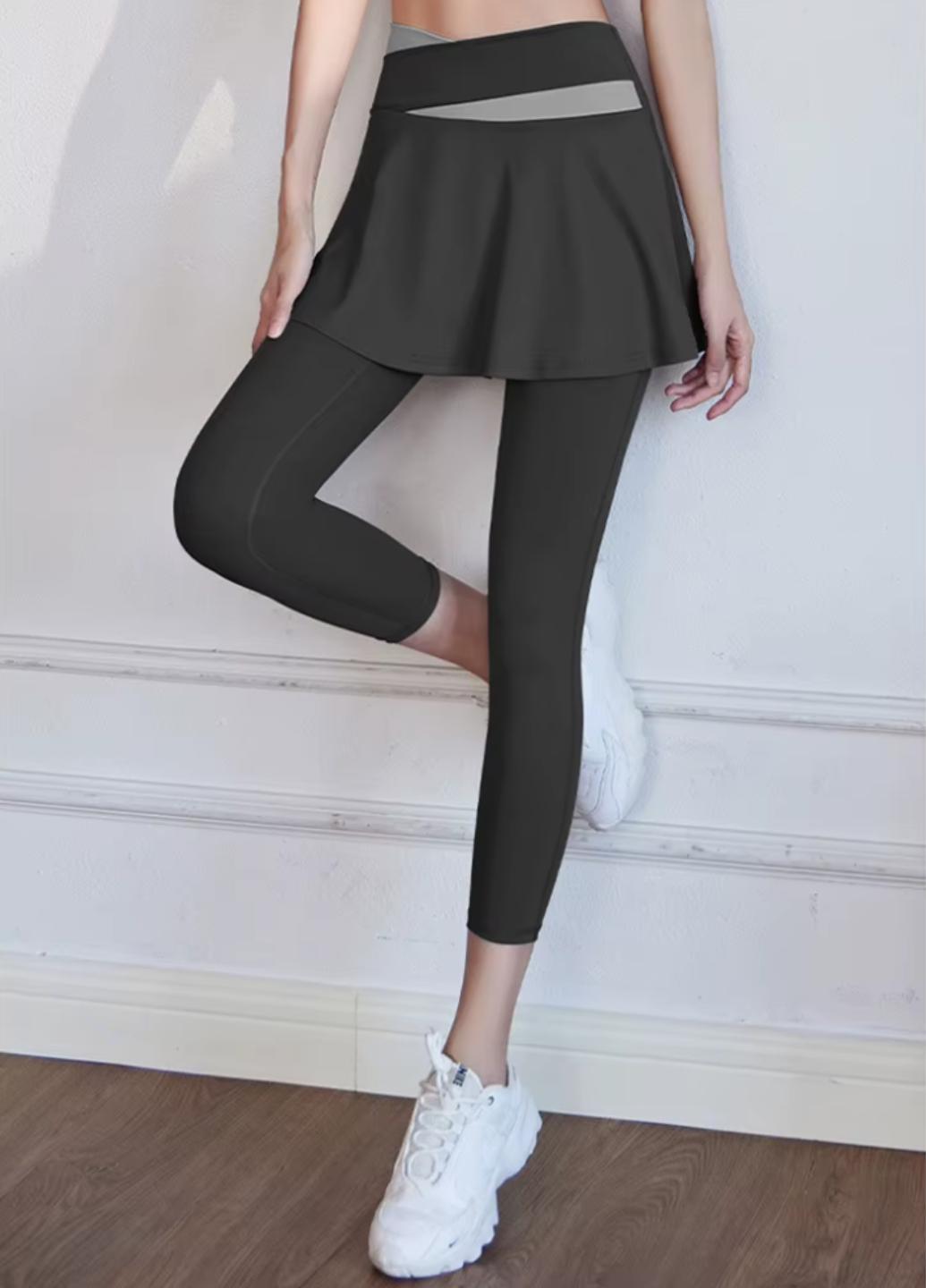 Леггинсы женские спортивные Elegant Sport D124 с юбкой XXL Черный (1851-50-02)