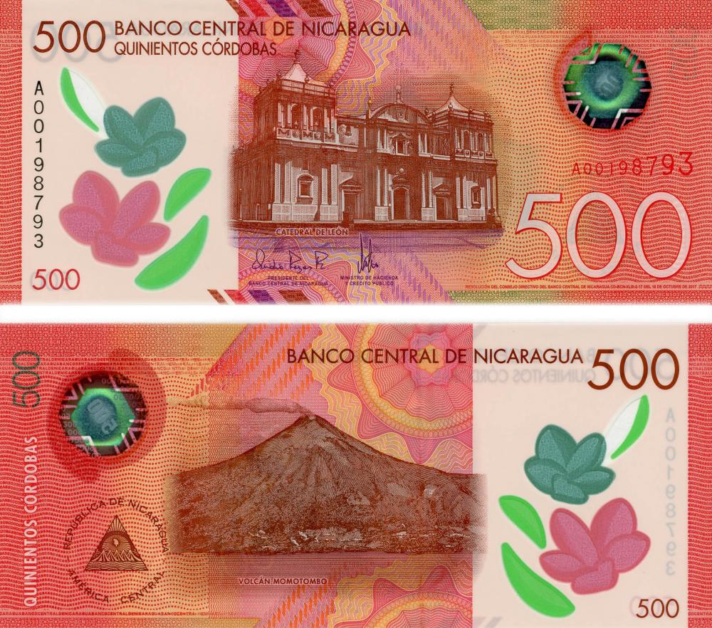 Коллекционная банкнота Никарагуа 500 кордоб 2019 Полимер UNC P213 (Б12325)