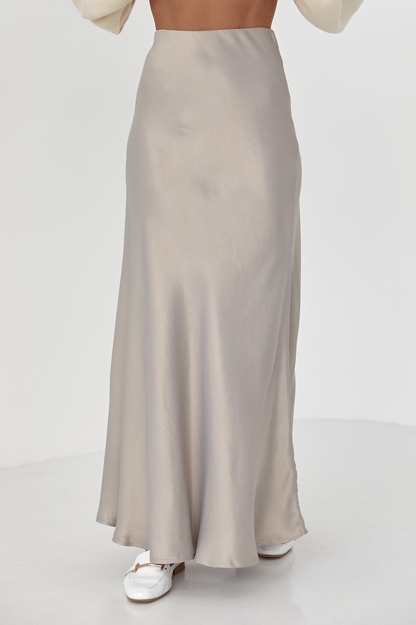 Юбка длинная атласная на резинке S Серый (11644062)