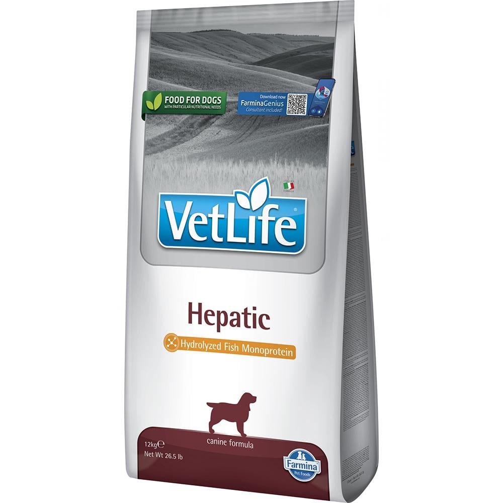 Корм сухой лечебный Farmina Dog Vet Life Hepatic для собак при хронической печеночной недостаточности 12 кг (190973)